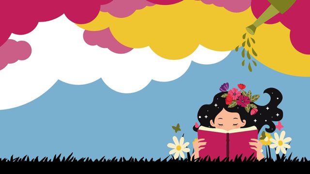 Pink Blue Read Grow Inspire Children's Book Week Poster - 1